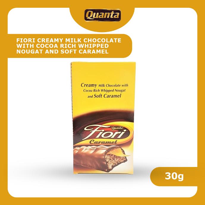 QUANTA FIORI CREAMY MILK CHOCOLATE COCOA WHIPPED NOUGAT & SOFT CARAMEL 12x30g