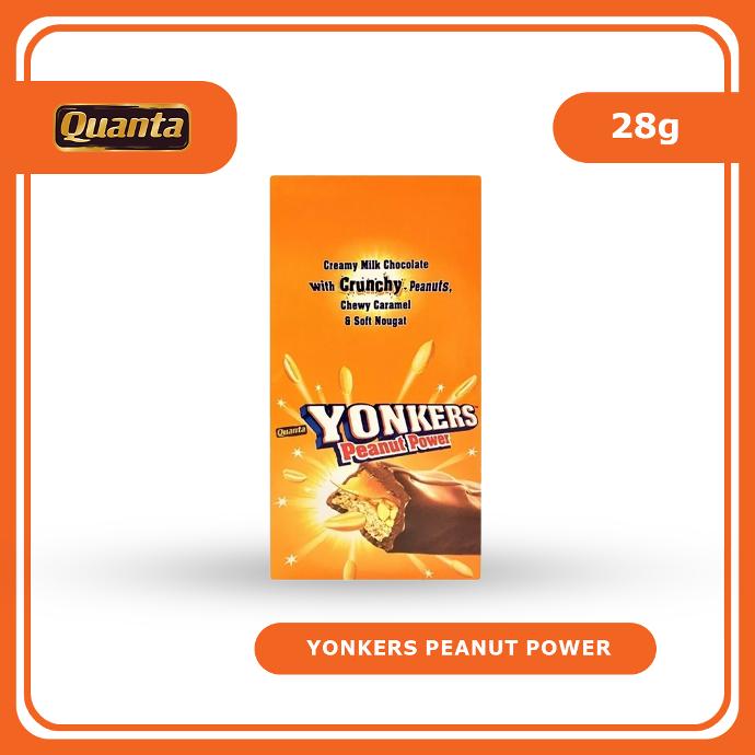 QUANTA YONKERS CREAMY MILK CHOCOLATE WITH CRUNCHY PEANUTS, CHEWY CARAMEL & SOFT NOUGAT 12x28g