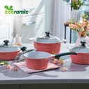 ECORAMIC BLOOMING POT SET PEACHY PINK WITH FREE 2 PIECE SILICONE HOT HANDLE