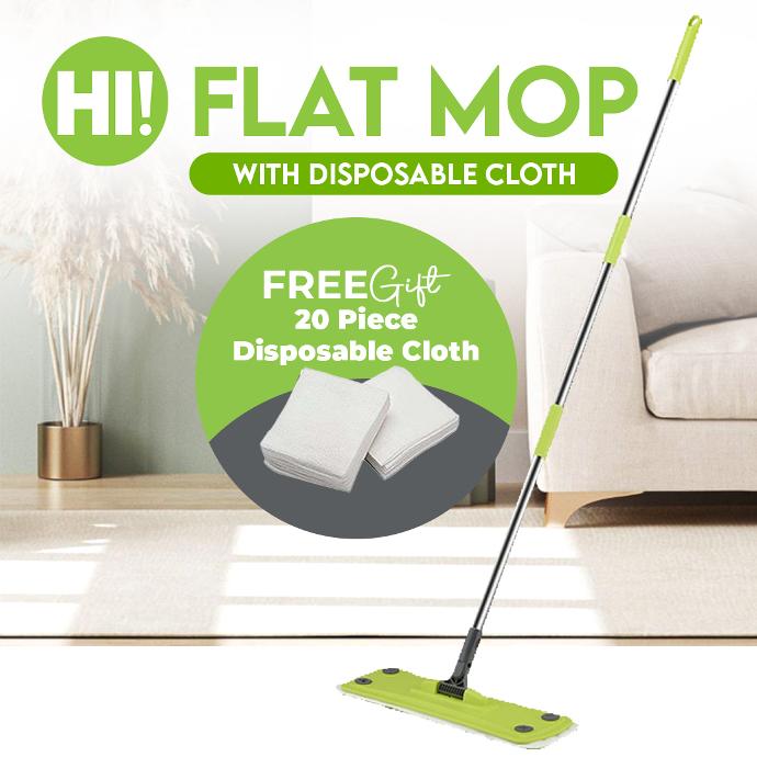 HI! FLAT MOP WITH FREE DISPOSABLE CLOTH