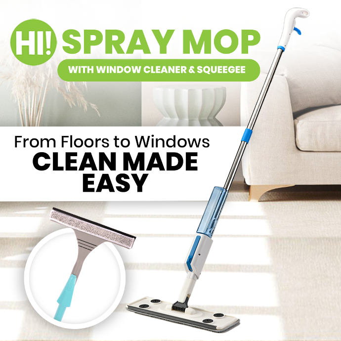 HI! SPRAY MOP WITH WINDOW CLEANER & SQUEEGEE