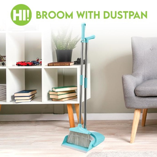 [6009566] HI! BROOM W/ DUSTPAN BLUE